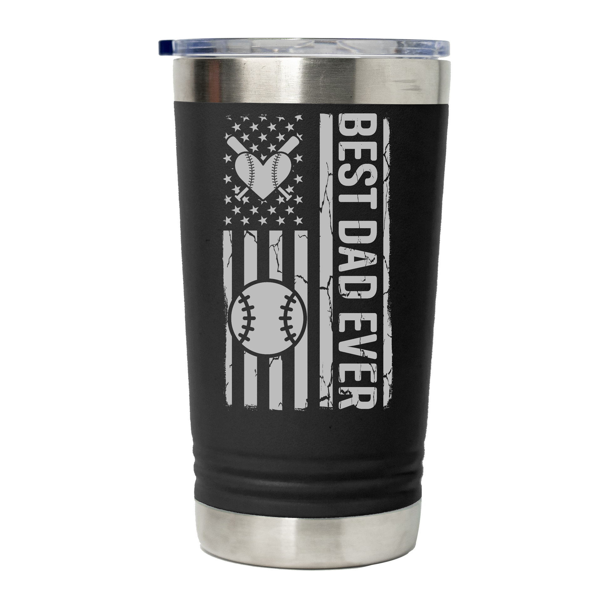 Best Dad Ever Baseball Flag - 16 oz Stainless Steel Tumbler - Tumbler World