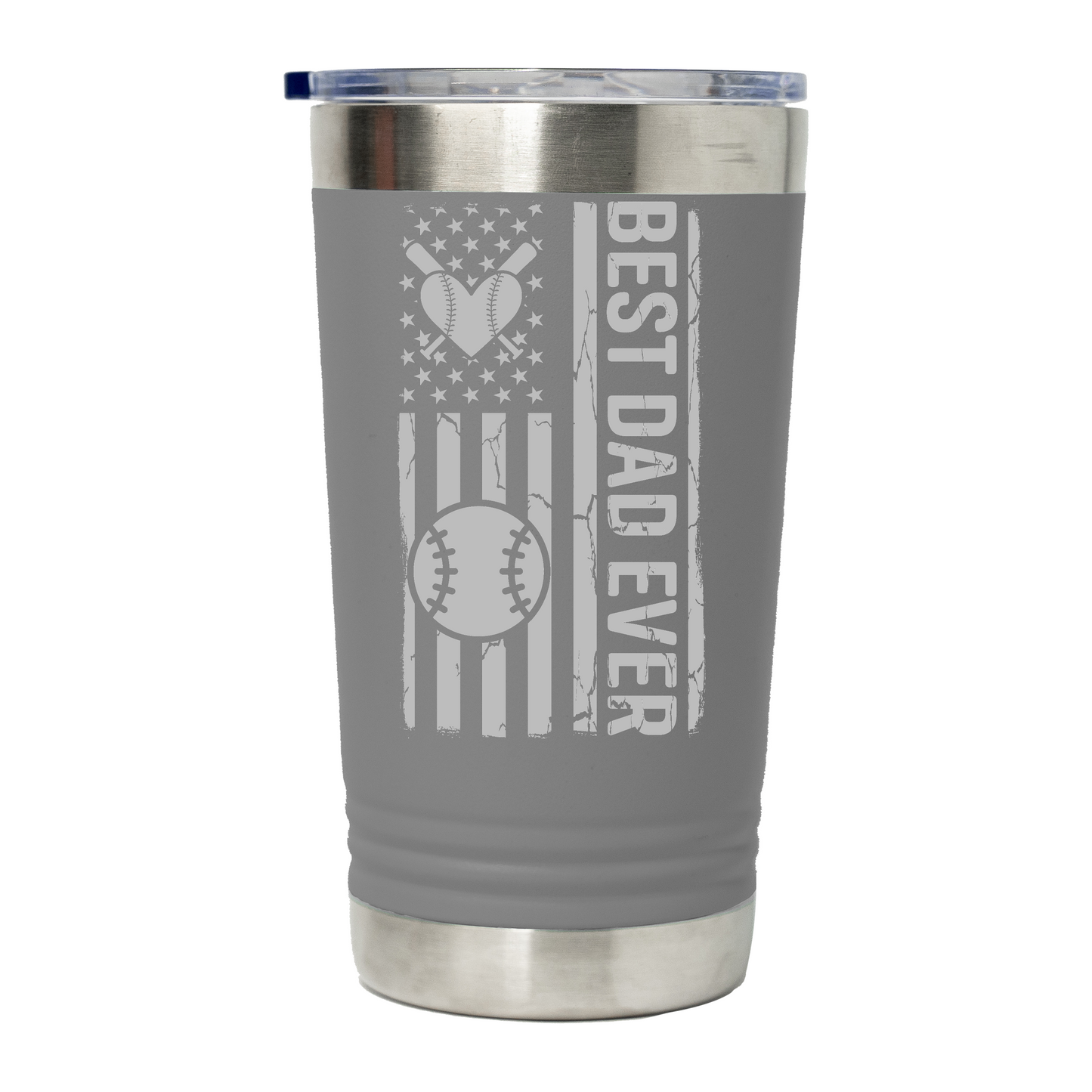 Best Dad Ever Baseball Flag - 16 oz Stainless Steel Tumbler - Tumbler World