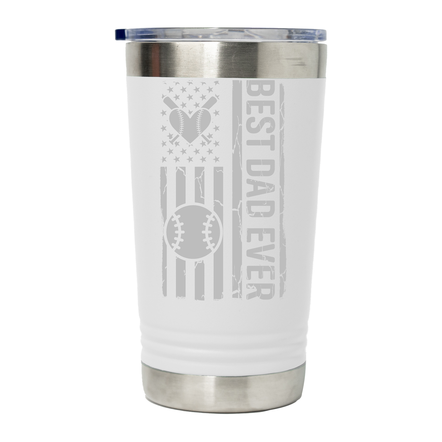 Best Dad Ever Baseball Flag - 16 oz Stainless Steel Tumbler - Tumbler World