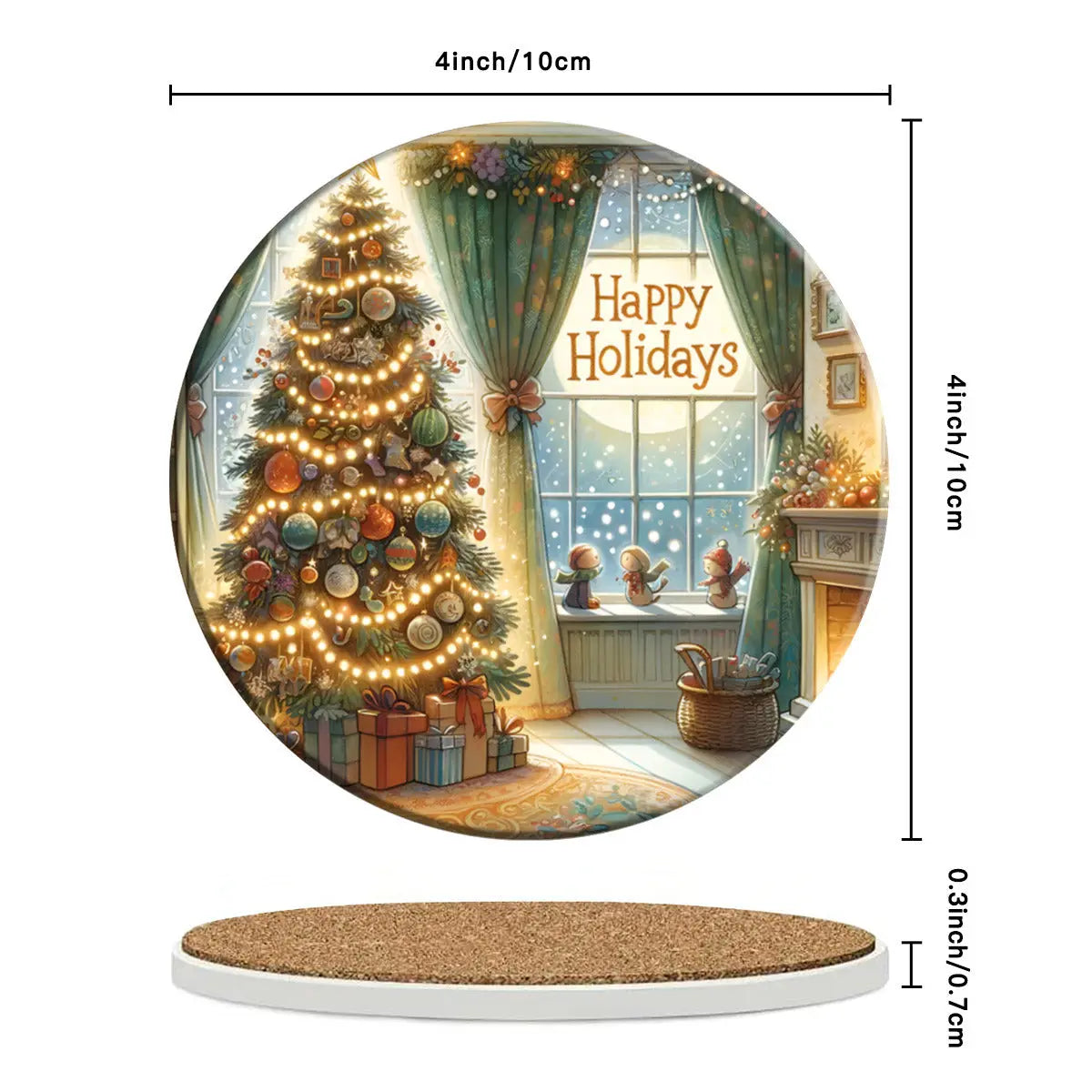 Christmas tree round ceramic coasters barware Tumbler World 