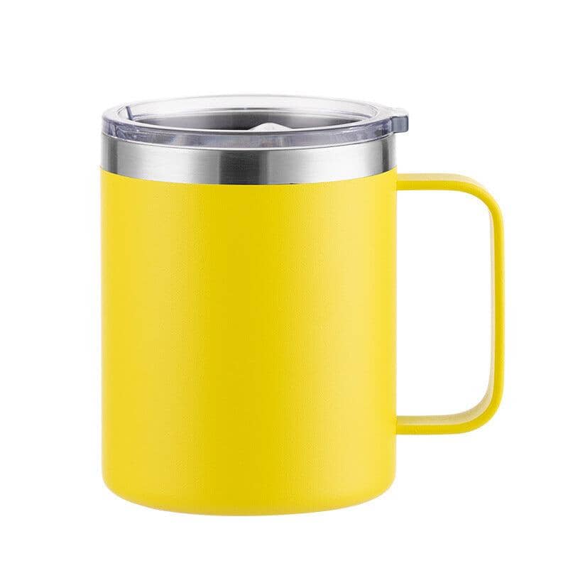 Solid Color Thermal Mug with handle Tumblers Tumbler World Spray Plastic Yellow 12oz 