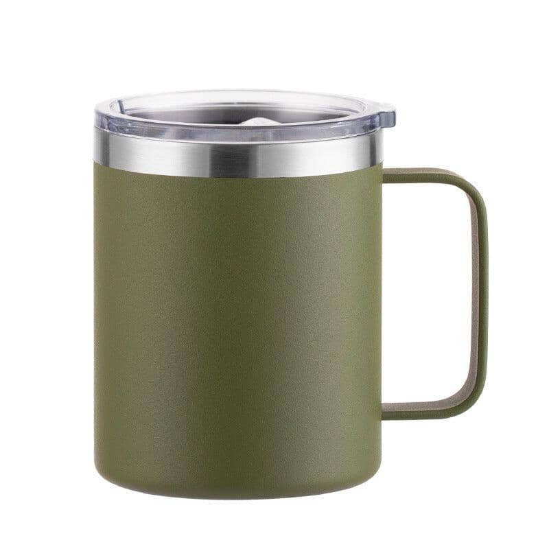 Solid Color Thermal Mug with handle Tumblers Tumbler World Spray Plastic Army Green 12oz 