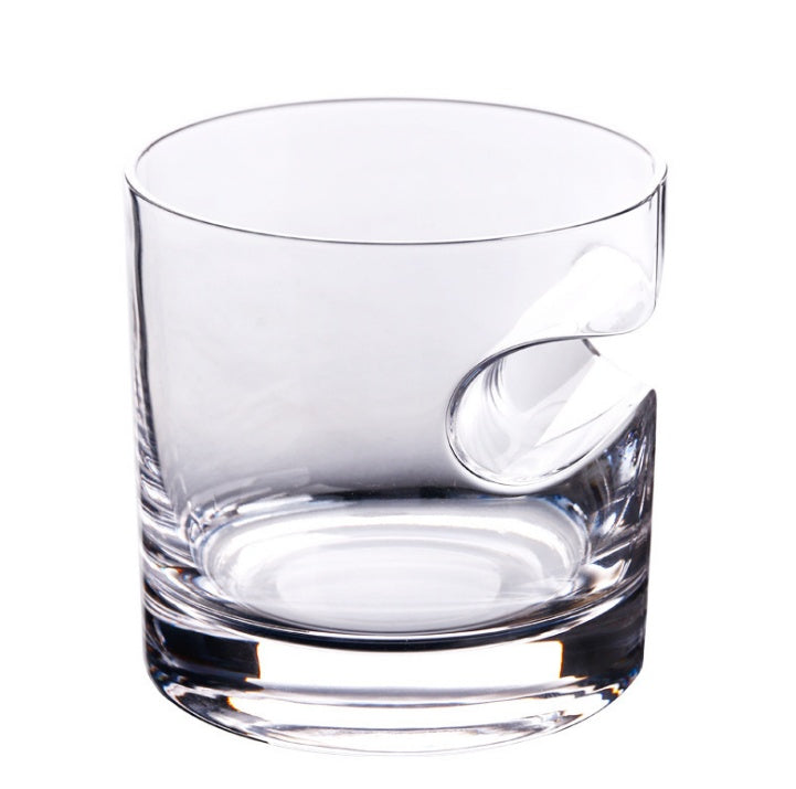 Round cigar glass with integrated holder