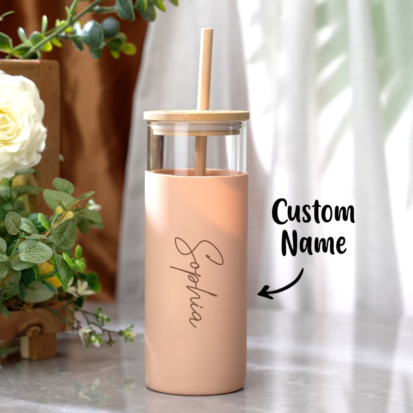 custom name glass tumbler 17oz