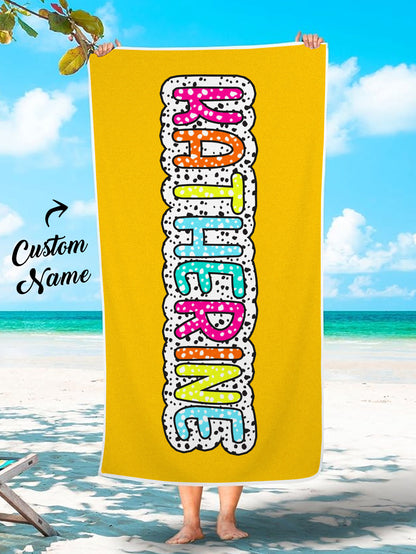 Personalized Dalmatian Dots Beach Towel