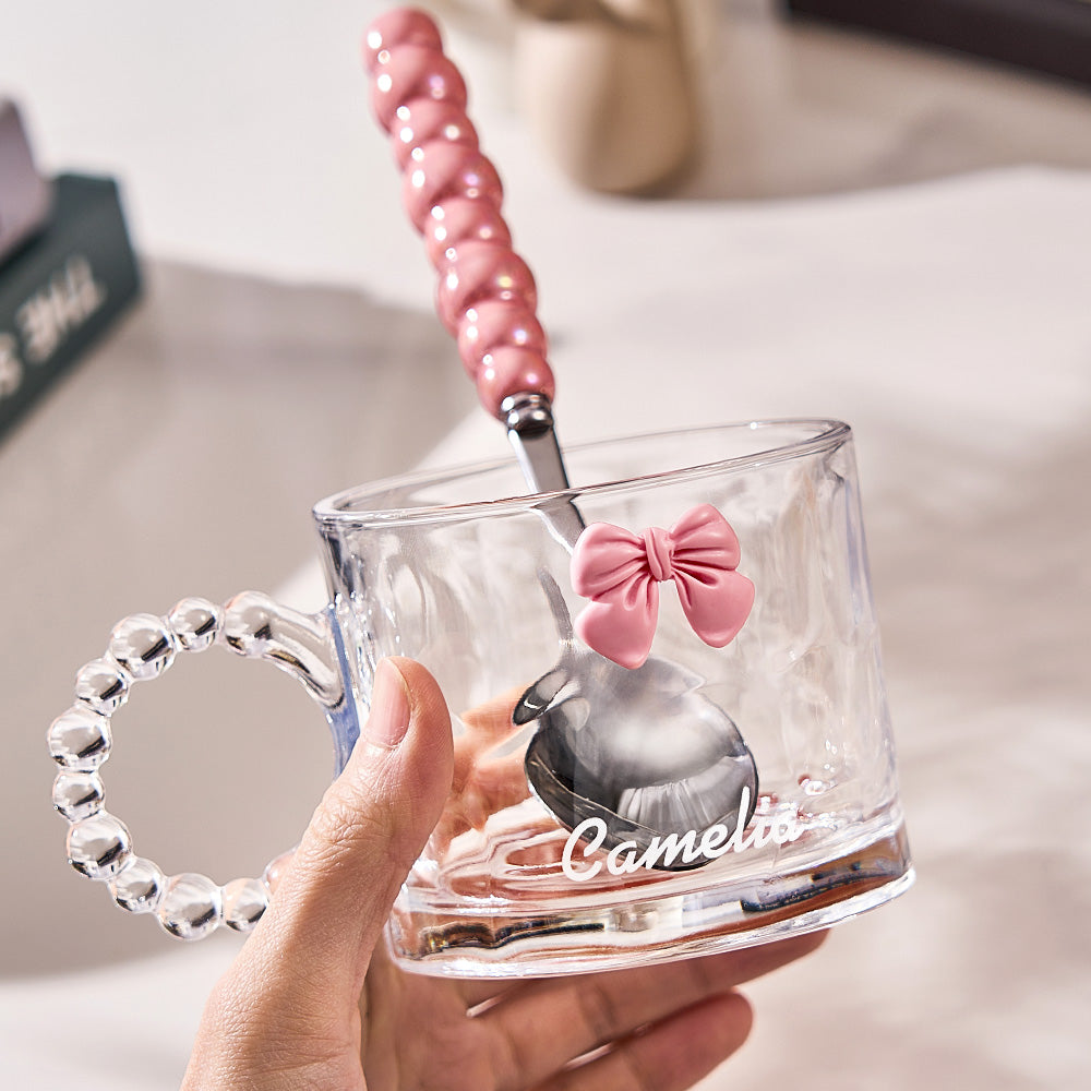 Personalized Coquette Bow Glass Cup