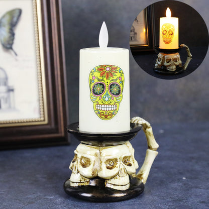 Halloween Decoration Props Skull Pumpkin Candle Light LED Glowing - Tumbler World