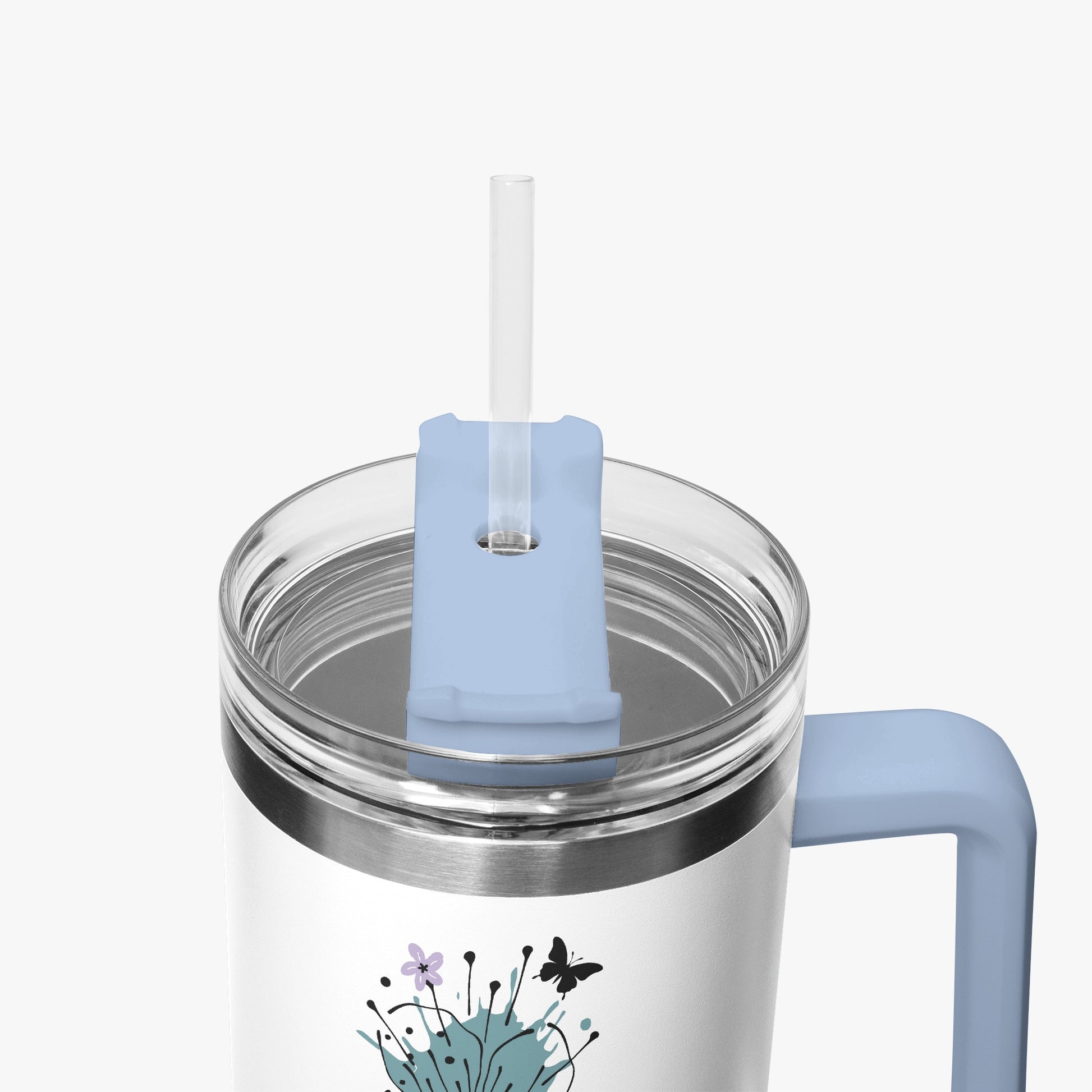 floral insulated tumbler 40oz light blue