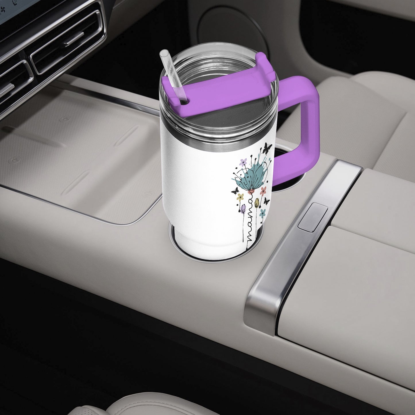 floral tumbler 40oz purple