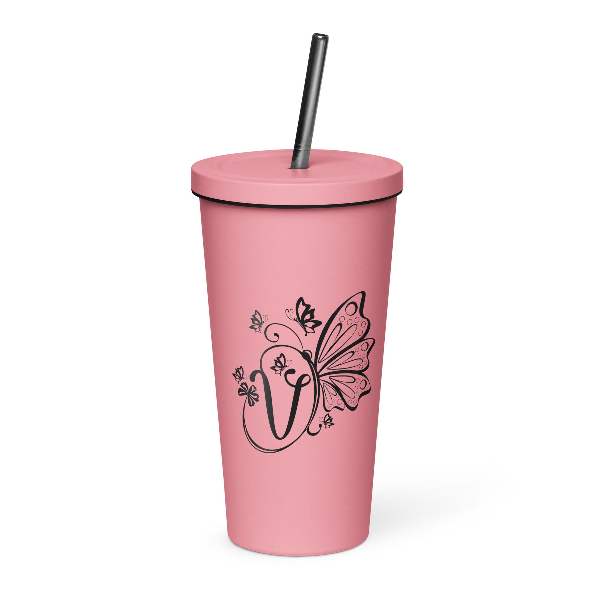 Customized initial tumbler Tumblers Tumbler World Pink 