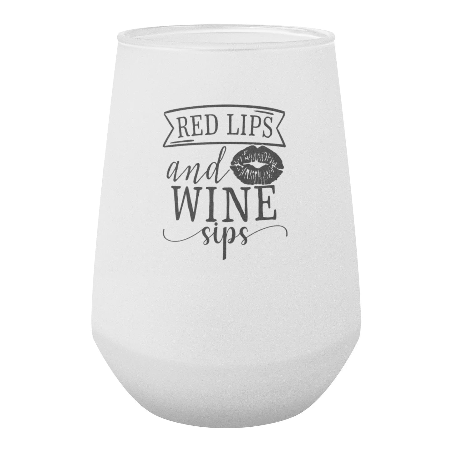 Red Lips and Wine Sips Wine Glass Drinkware Tumbler World 