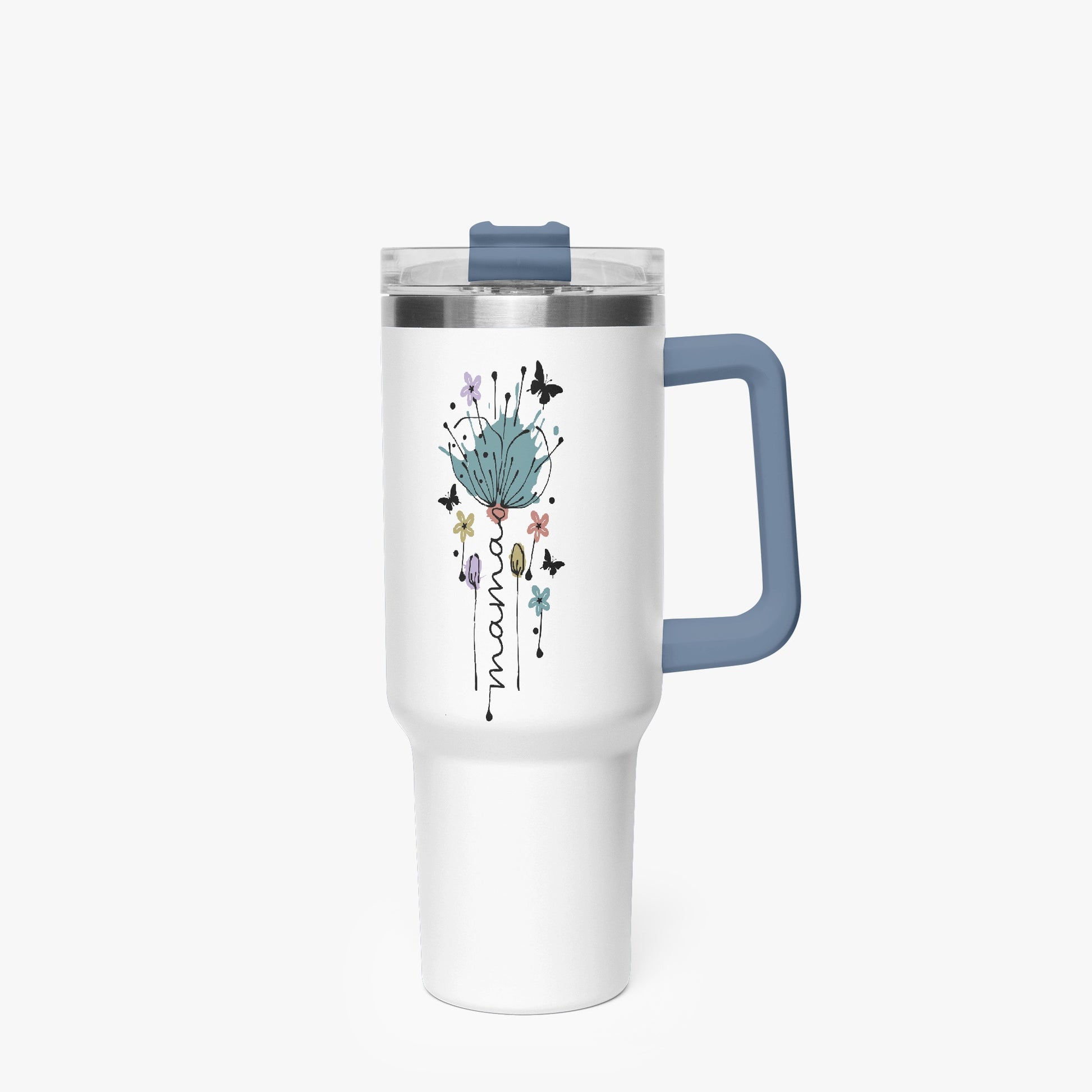 mama floral tumbler40oz blue