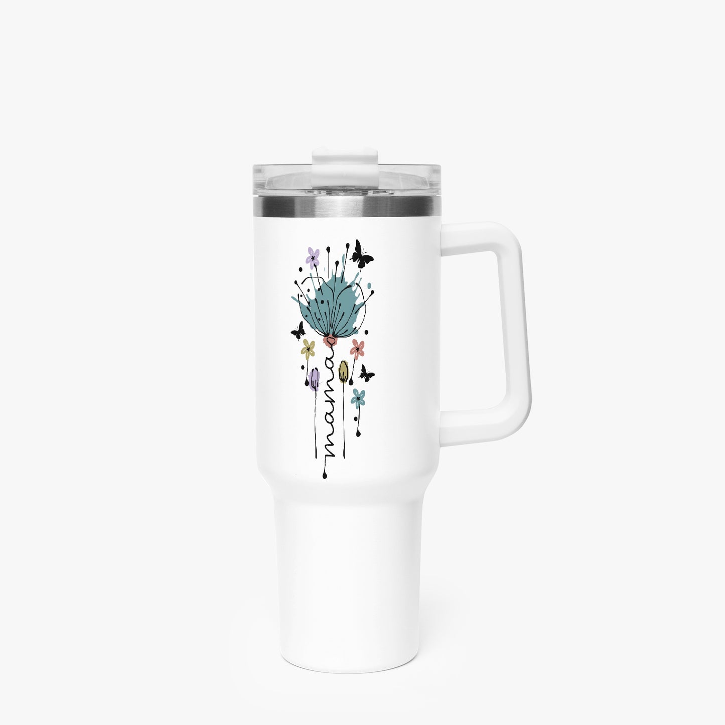 mama floral tumbler40oz white