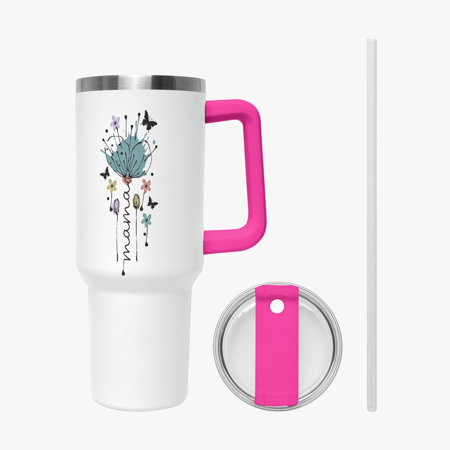 mama floral tumbler fuchsia 