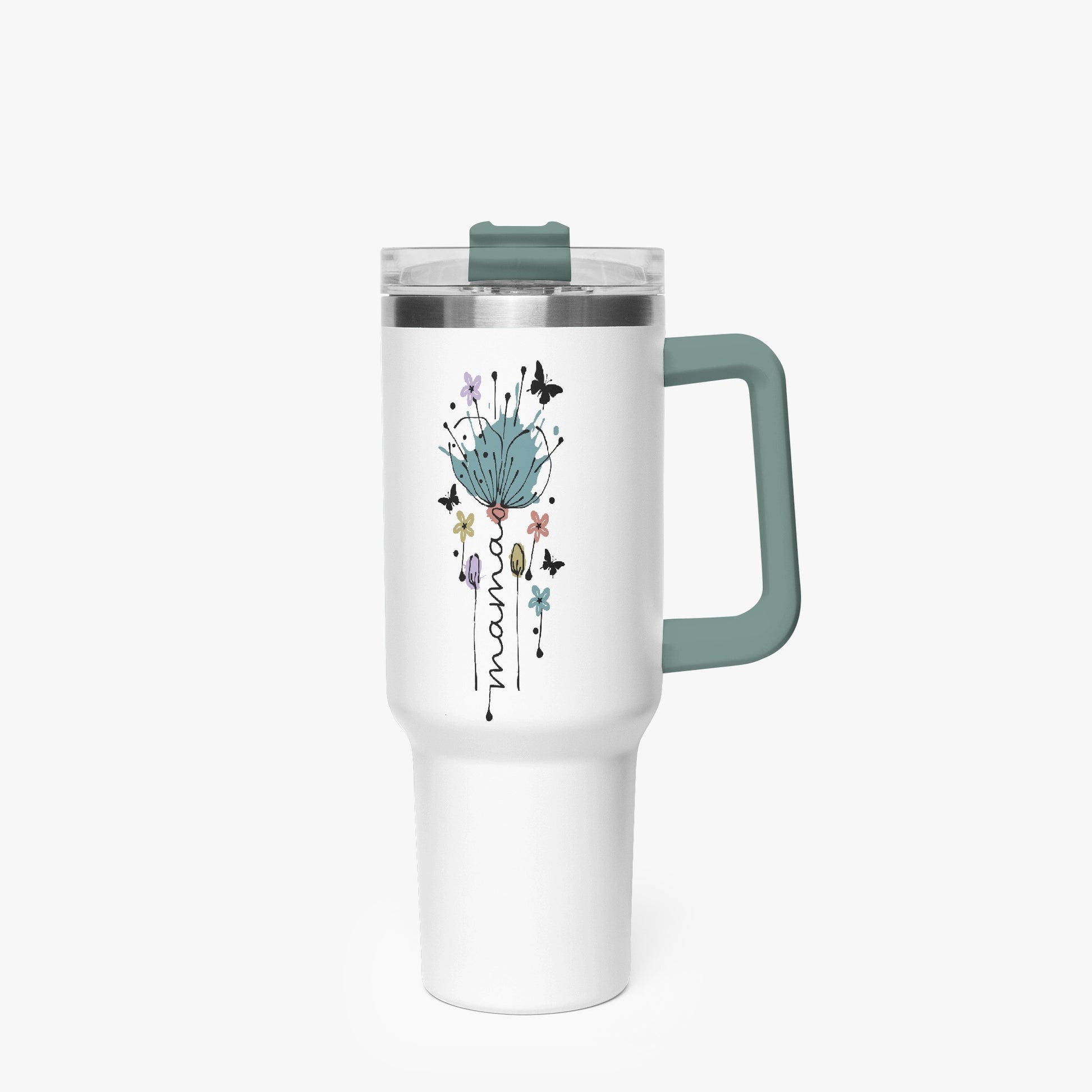 mama floral tumbler green