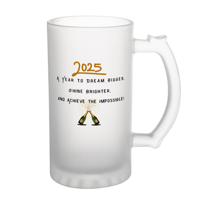 new year's 2025 beer mug 16oz