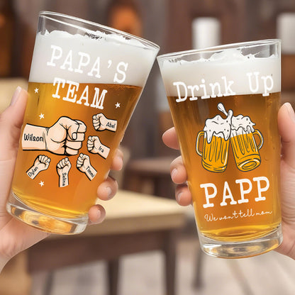 papa's team beer glass