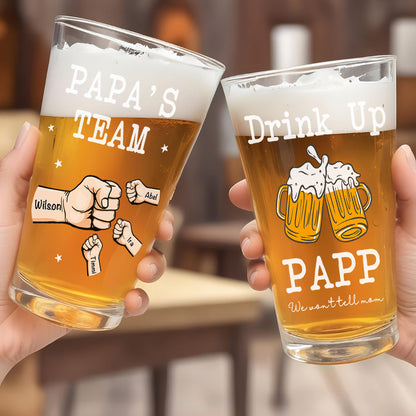 papa team pint glass 16oz