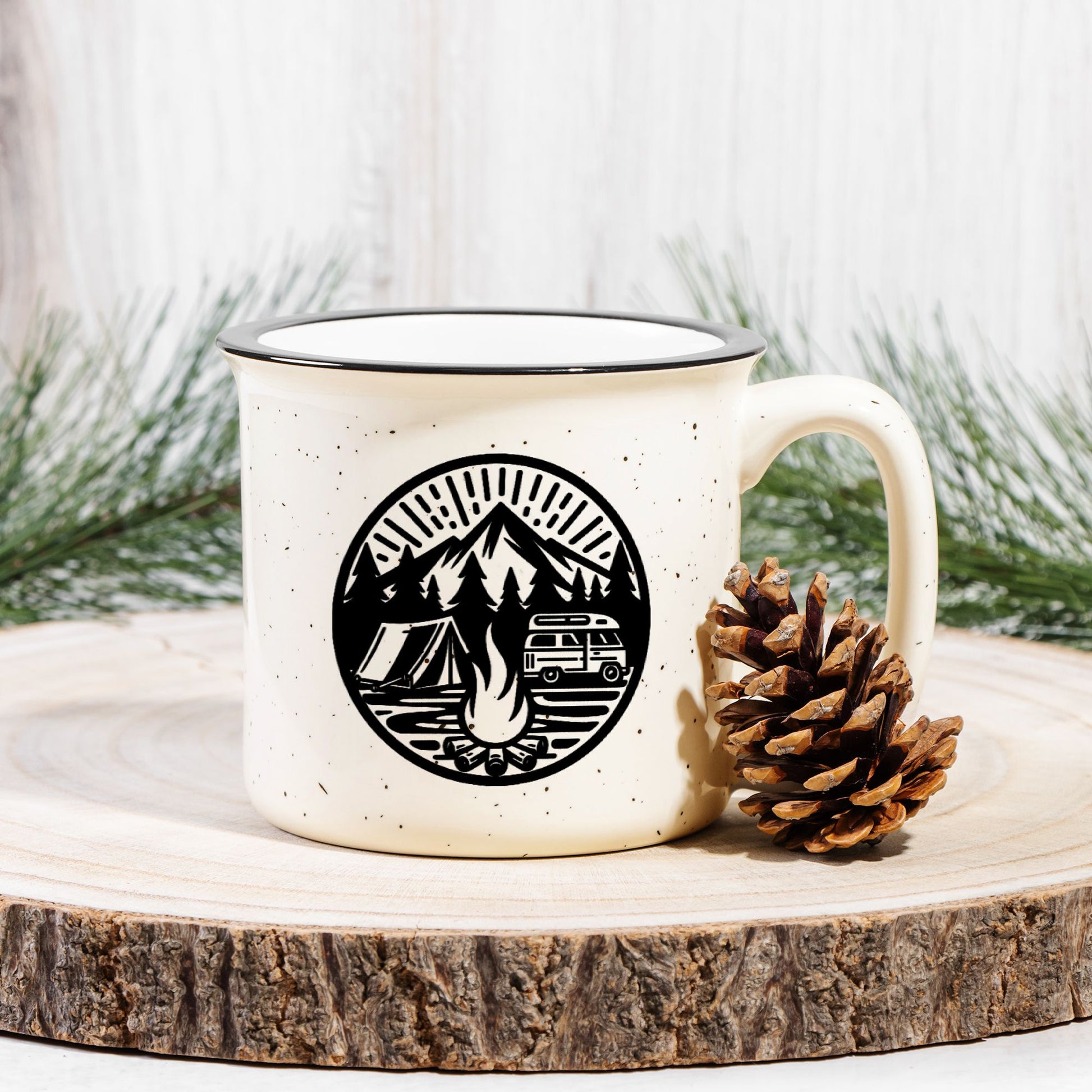 rustic camping coffee mug