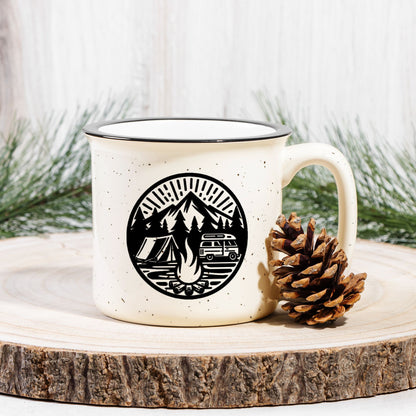 rustic camping coffee mug