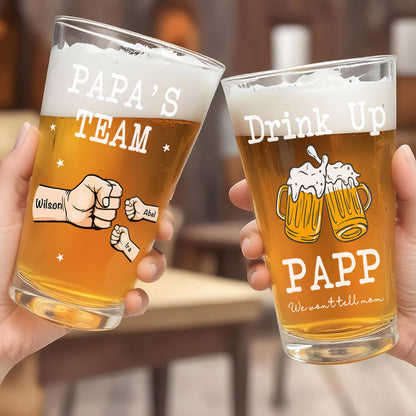 team papa pint glass