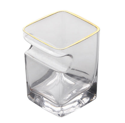 Square cigar glass with gold rim