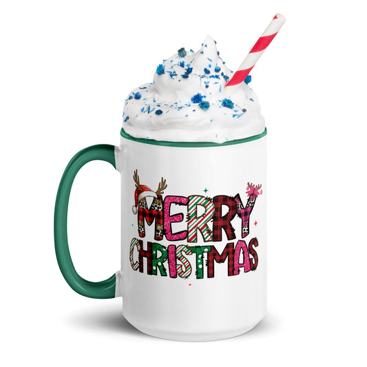 Green handle Merry Christmas mug with whipped cream